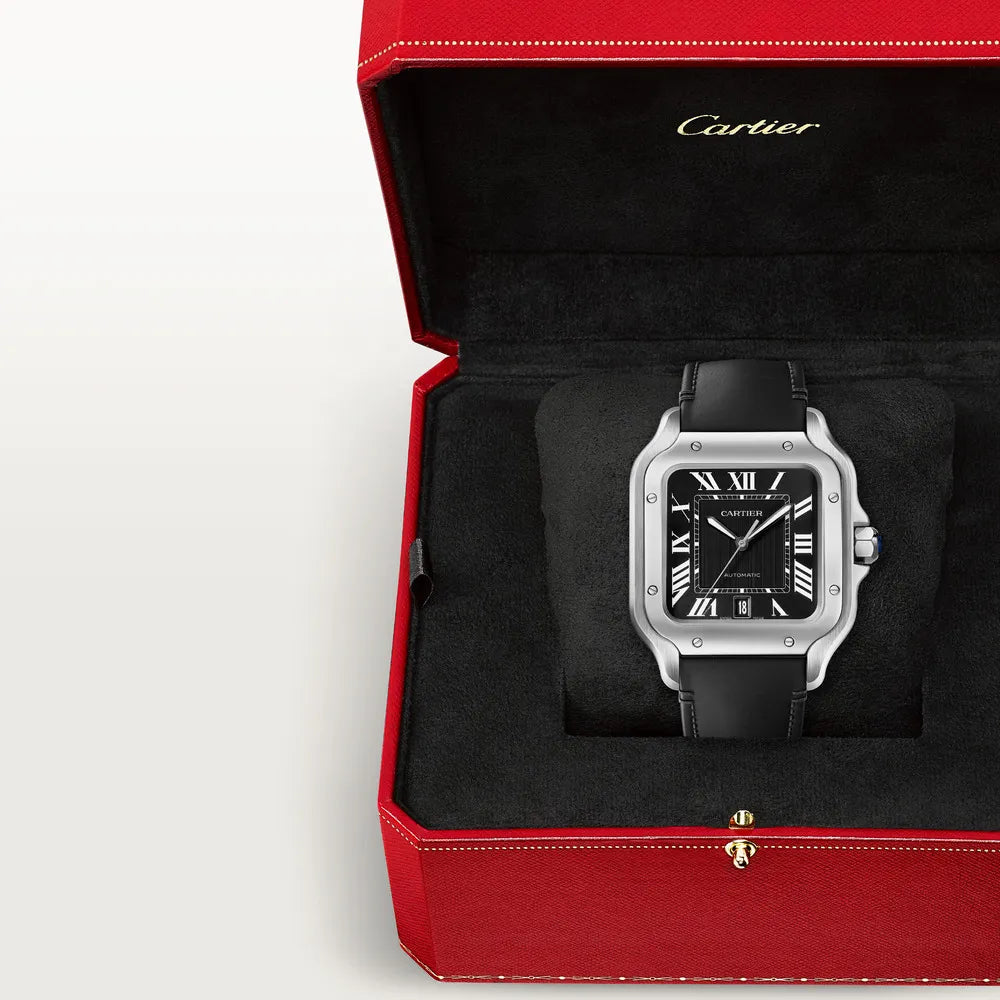 Cartier Santos de Cartier Chronograph Stainless Steel Silver Dial Black Rubber Strap 43.3 MM