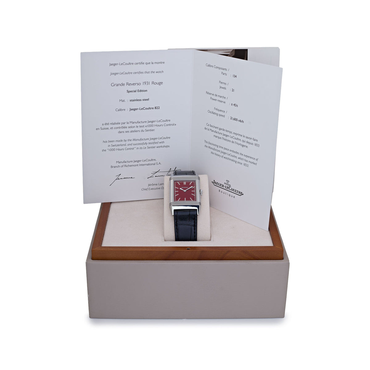 Jaeger-LeCoultre Reverso 278856J Edelstahl rotes Zifferblatt Sonderedition „1931 Rouge“