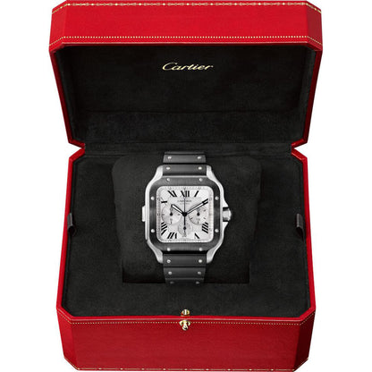 Cartier Santos Chronograph Black Bezel 43.3 MM