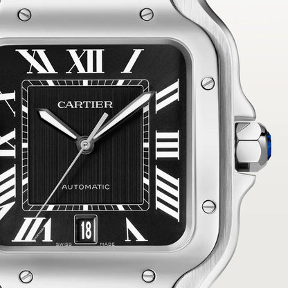 Cartier Santos de Cartier Chronograph Stainless Steel Silver Dial Black Rubber Strap 43.3 MM