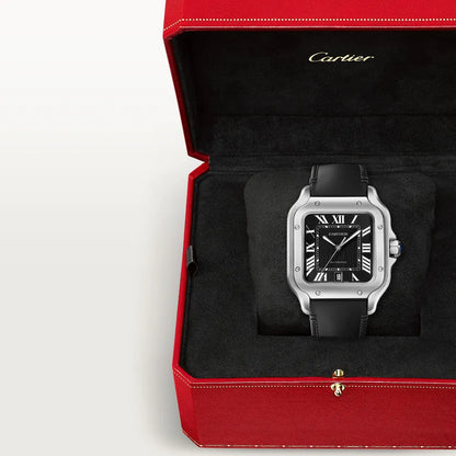 Cartier Santos de Cartier Chronograph Stainless Steel Silver Dial Black Rubber Strap 43.3 MM