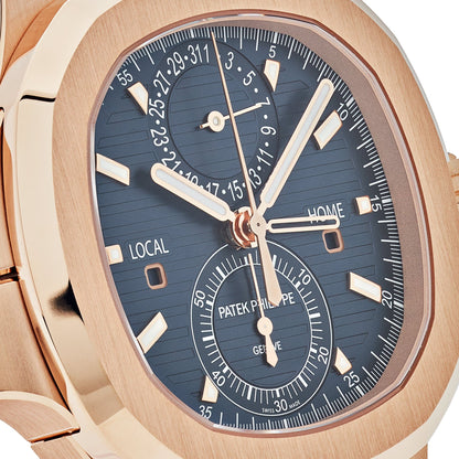Patek Philippe Nautilus 3285 V3 – 5990/1R-001 Travel Time Flyback Chronograph Rose Gold Blue Dial (2025) 40.5 MM