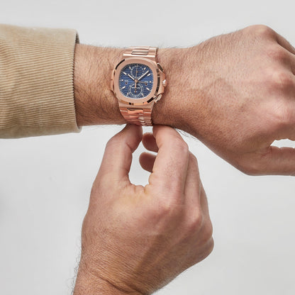 Patek Philippe Nautilus 3285 V3 – 5990/1R-001 Travel Time Flyback Chronograph Rose Gold Blue Dial (2025) 40.5 MM