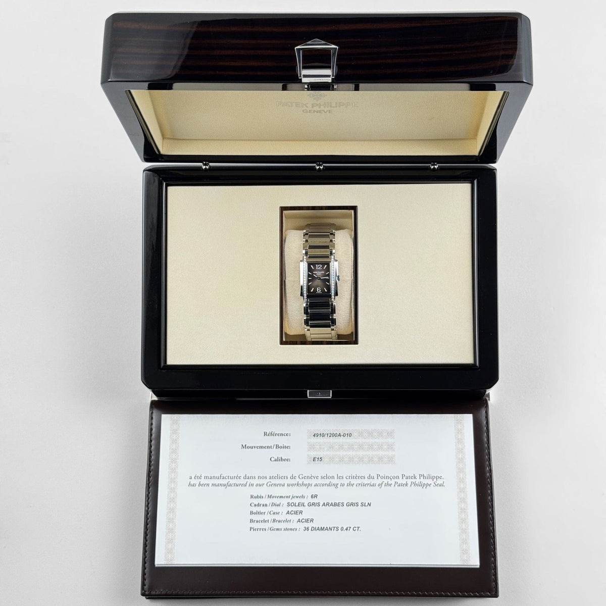 Patek Philippe Twenty-4 4910/1200A-010 'Ladies' Stainless Steel Gray Dial Diamond Bezel Quartz (2024) 25 × 30 MM