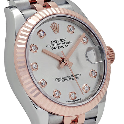 Rolex Datejust 278271 'Ladies' Stainless Steel Rose Gold Silver Diamond Dial (2024) 31 MM
