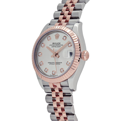 Rolex Datejust 278271 'Ladies' Stainless Steel Rose Gold Silver Diamond Dial (2024) 31 MM