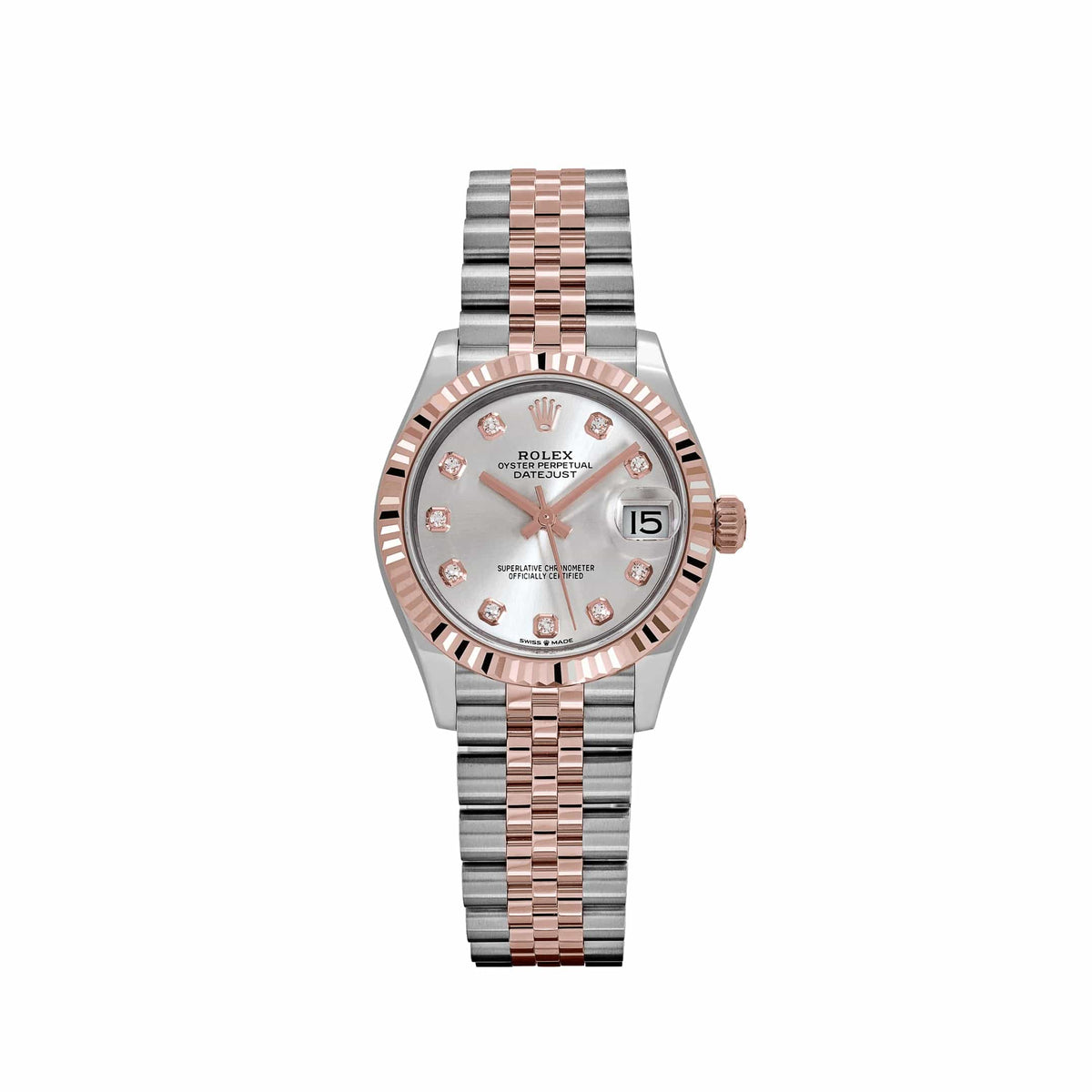 Rolex Datejust 278271 'Ladies' Stainless Steel Rose Gold Silver Diamond Dial (2024) 31 MM